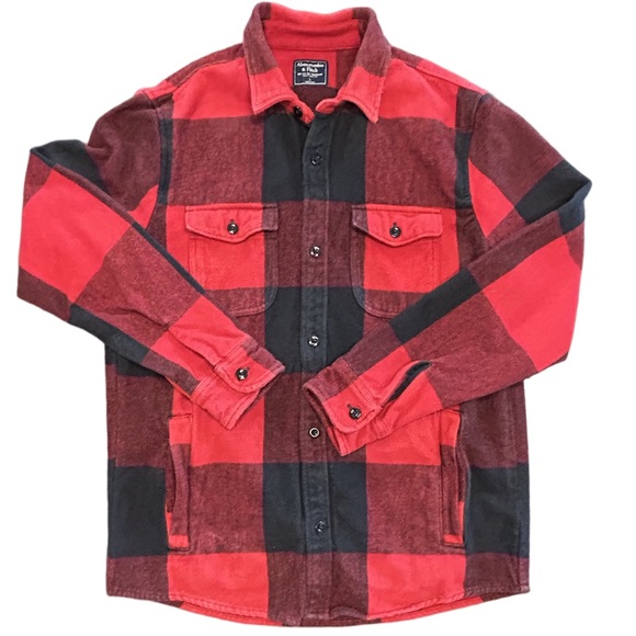 Abercrombie & Fitch Other - VTG Abercrombie & Fitch shirt Men’s Red Black Buffalo Plaid shacket barncoat L